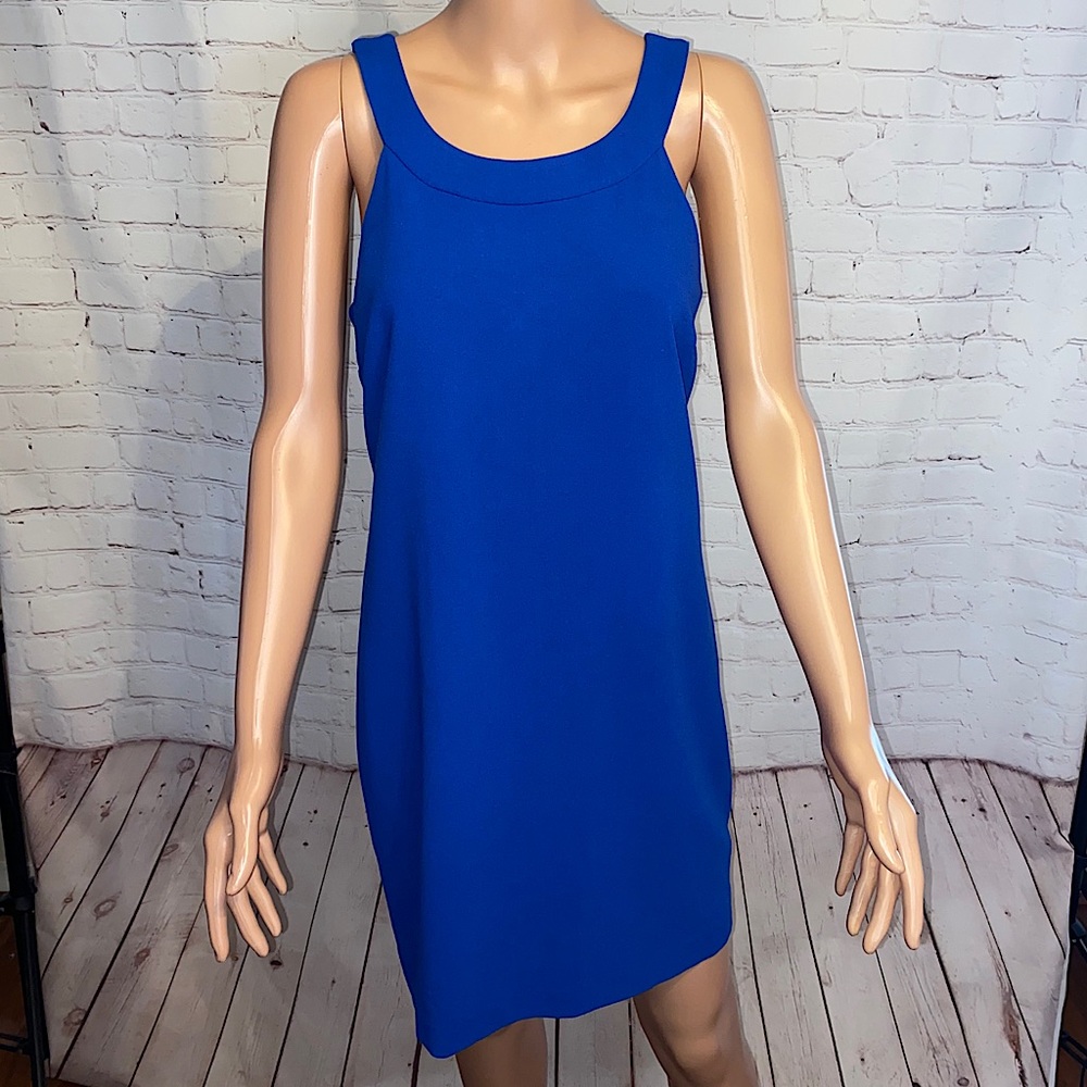 Forever 21 bright blue dress with black tie size medium
